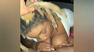 Karayipli bebek, büyük göğüslerine tapınıp halka açıkta sikişiyor