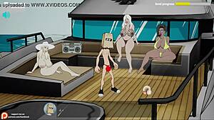 Tegneserieorgie med analsex og stor kuk på en luksuriøs yacht
