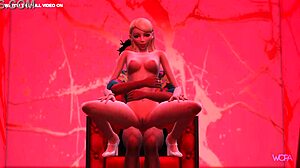 Animacja 3D erotycznego spotkania striptizerki z klientem i jej partnerem