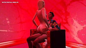 3D анимация на еротична среща на стриптизьорка с клиент и нейния партньор