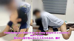 Asian stewardess gives oral pleasure to client with erotic talk