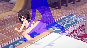 Japońska dziewczyna z anime Megumin z Konosuby zostaje ruchana i wytryskuje w środku w tym filmie Hentai