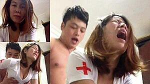 Μια Κινέζα νοσοκόμα με μεγάλο στήθος συμμετέχει σε εξωσυζυγική σχέση